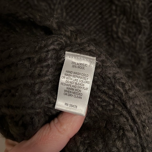 Kaisely Charcoal Cable Knit Wool Blend Back Zip Sweater 3/4 Sleeve Medium - Picture 4 of 12